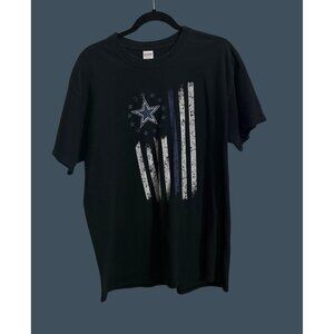 Dallas Cowboys Gildan Heavy Cotton Mens T-Shirt L Black With Star & Stripes Desi